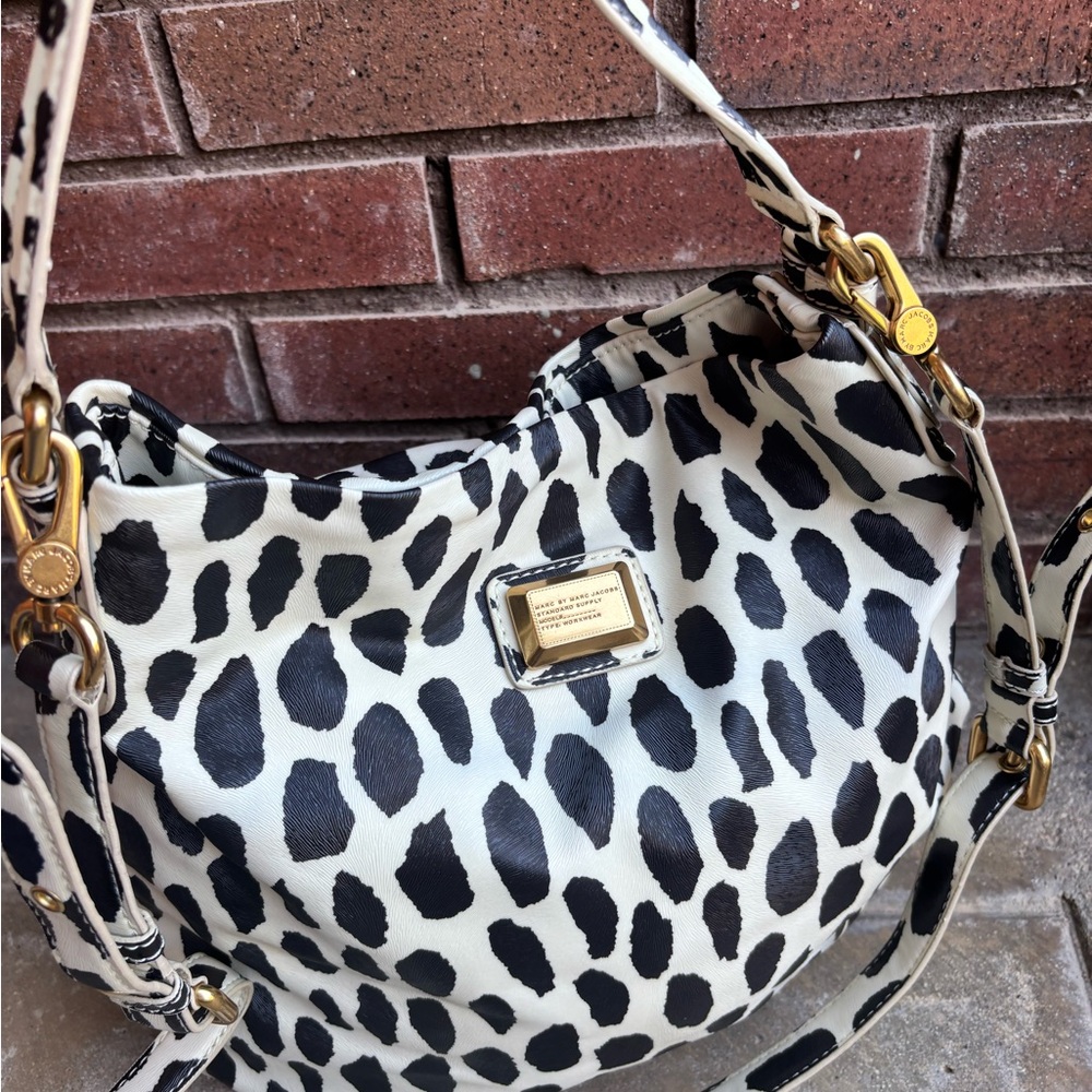 Marc By Marc Jacobs Black and White Animal Print Shoulder Bag